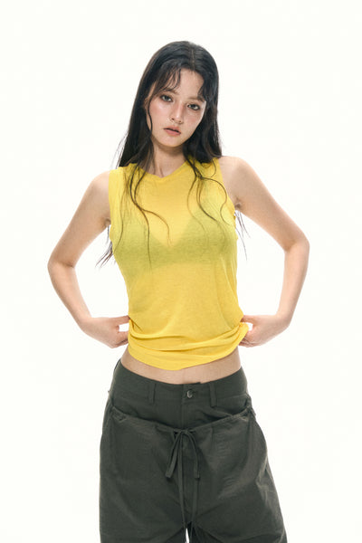 Yellow I-Shaped Sleeveless Top APE0374