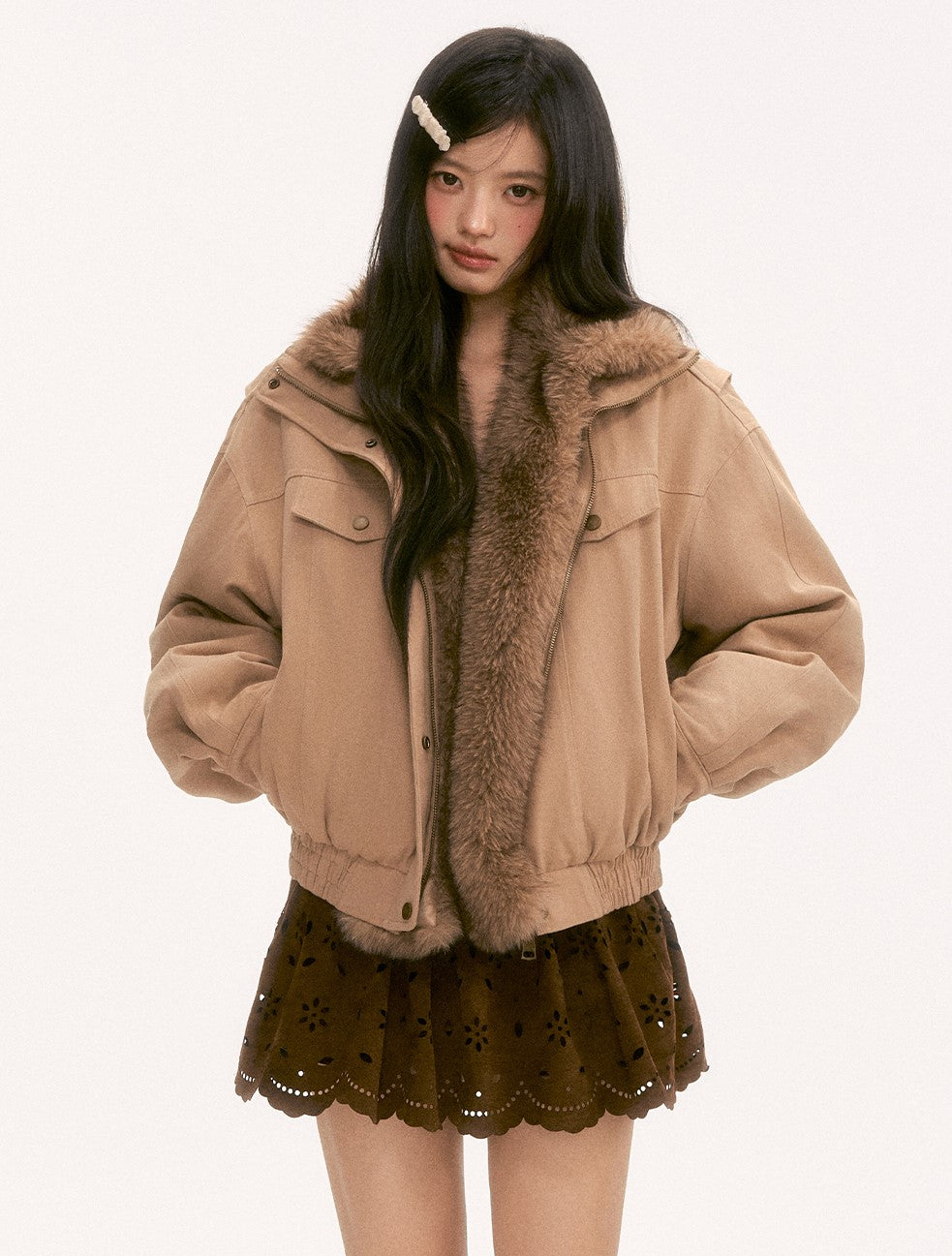 American Retro Patchwork Fur Thick Coat WEE0130