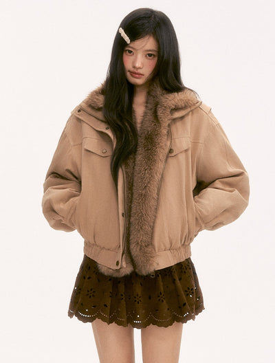 American Retro Patchwork Fur Thick Coat WEE0130