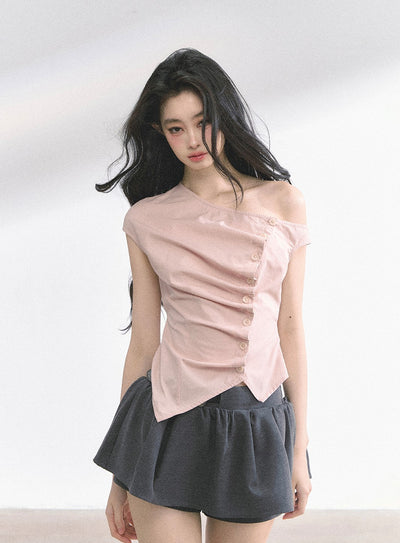 Off-shoulder Slim Shirt DIA0482