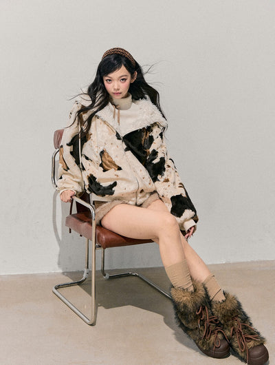 Marble Color Fur Coat DIA0749