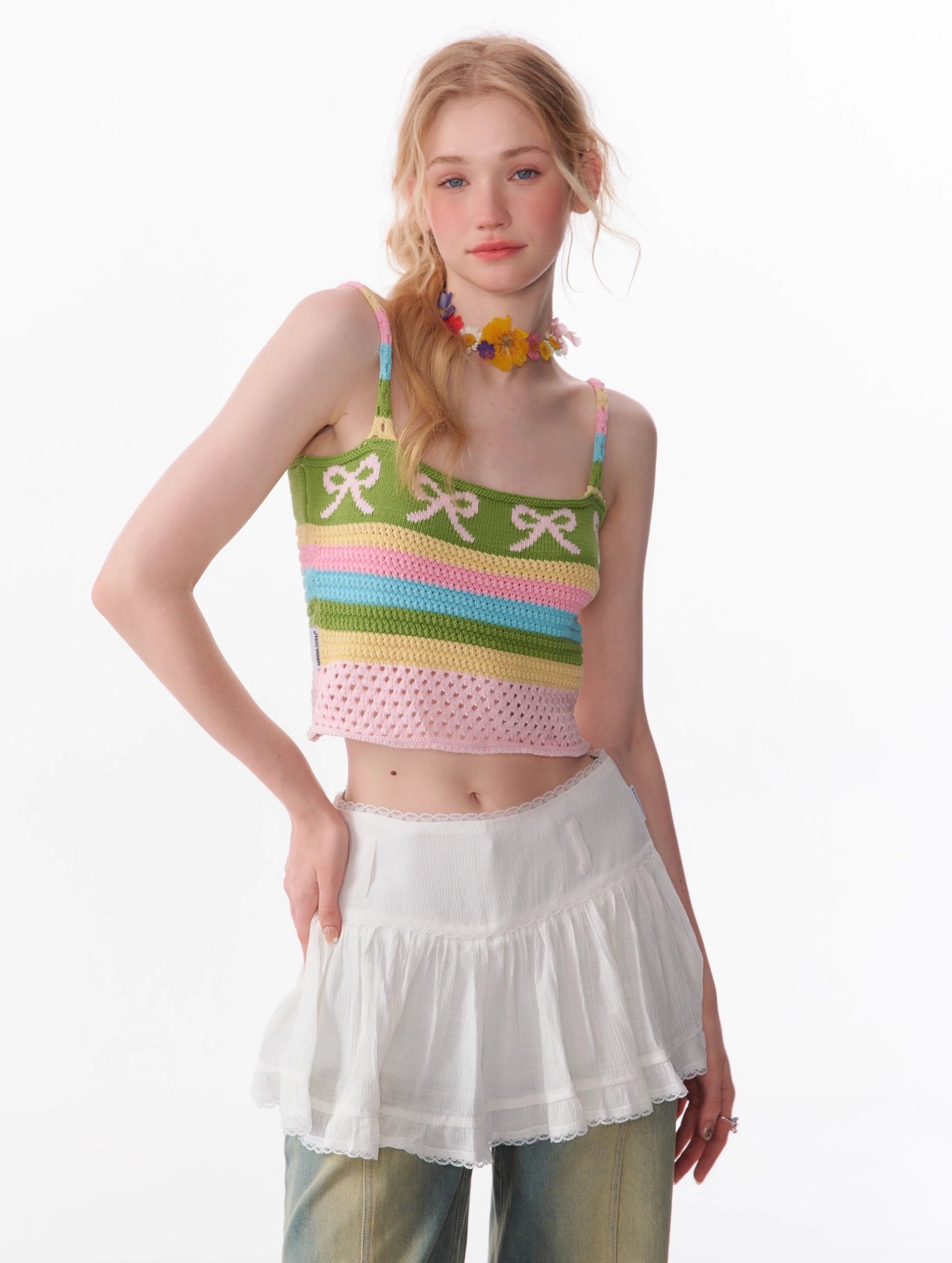 Colorful Striped Short Knitted Camisole ZIZ0111