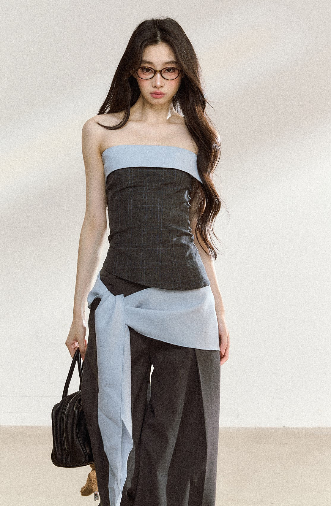 High-end Suit Contrast Color Tube Top/Pants SHI0204