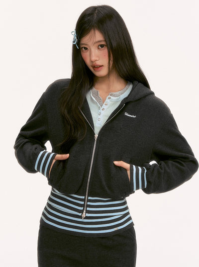 Color Block Striped Slim Fit Hooded Jacket WEE0128