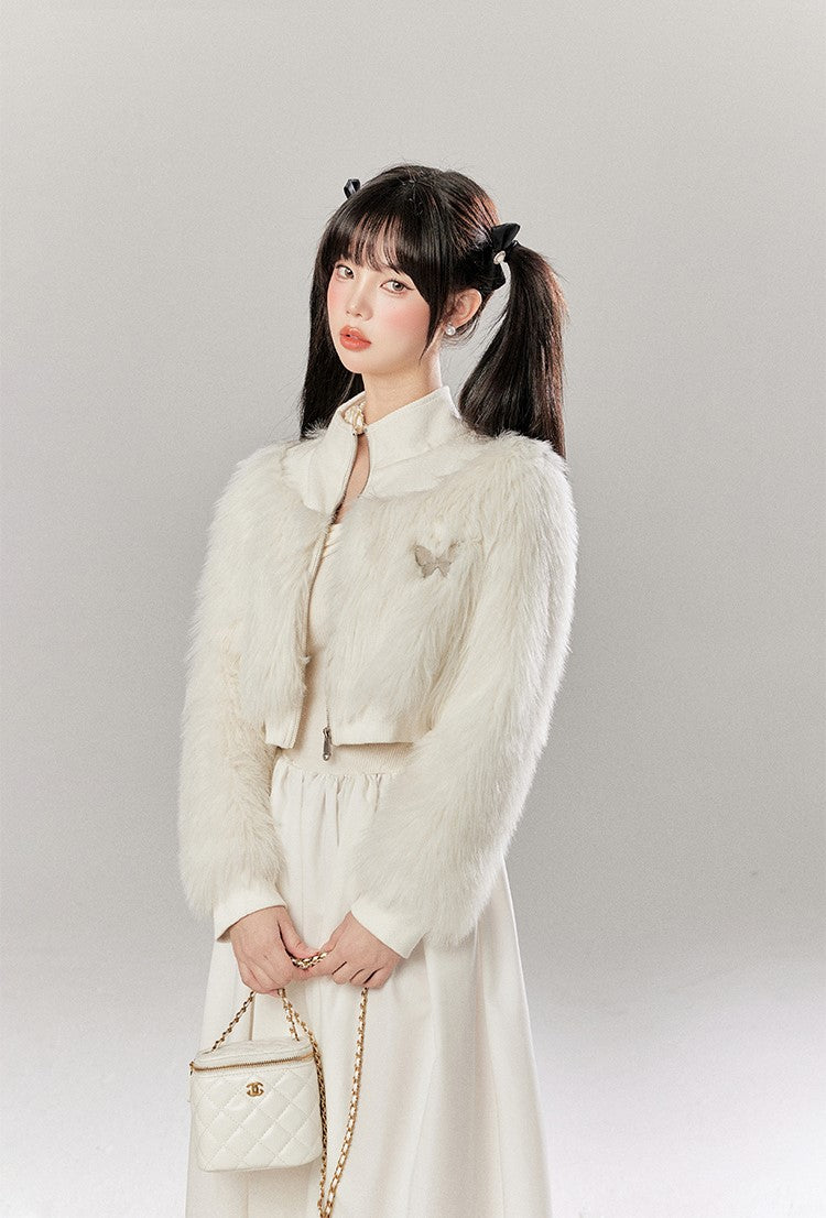 Niche Design Splicing Fur Short Jacket TBI0050