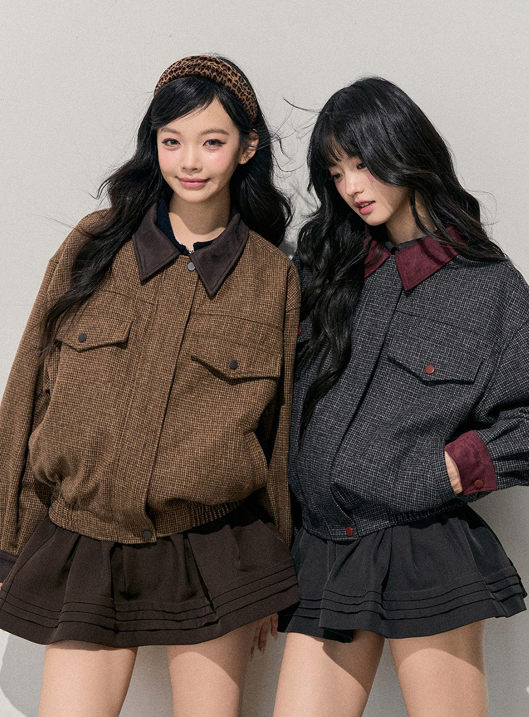 Block Color Quilted Jacket/Short Skirt DIA0745