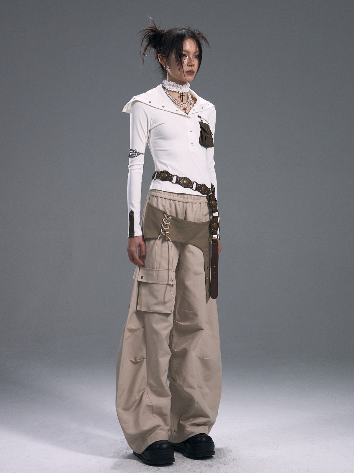 Casual Wide-leg Machete Pants FRU0093