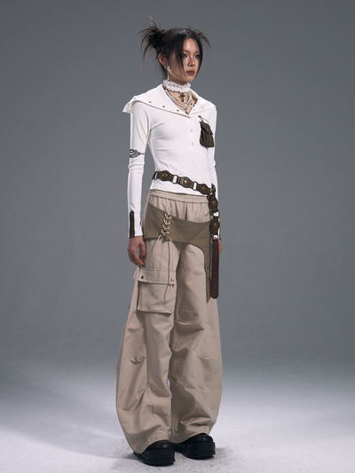 Casual Wide-leg Machete Pants FRU0093