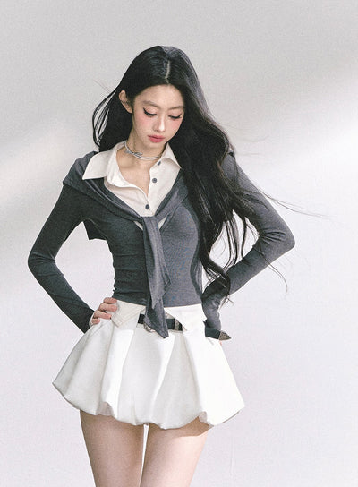 Fake Two-piece Short Polo Shirt DIA0541