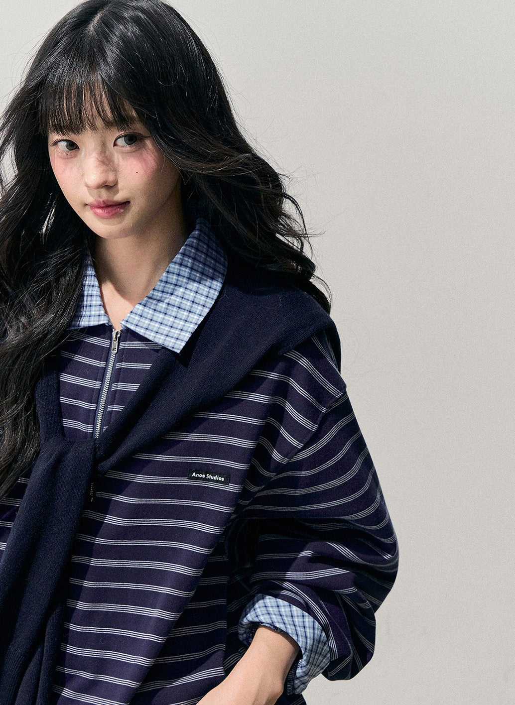 Blue Faux Two-Piece Striped T-Shirt DIA0710