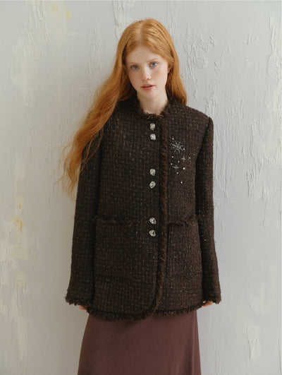 Small Fragrance Style Beads Wool Short Jacket SAL0087