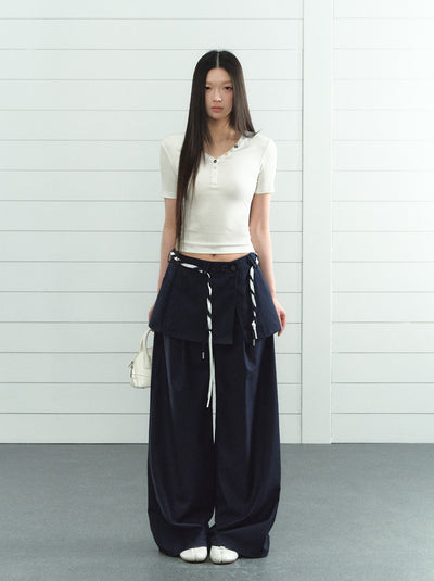 Wide-leg Fake two-piece Skirt Pants LAL0205