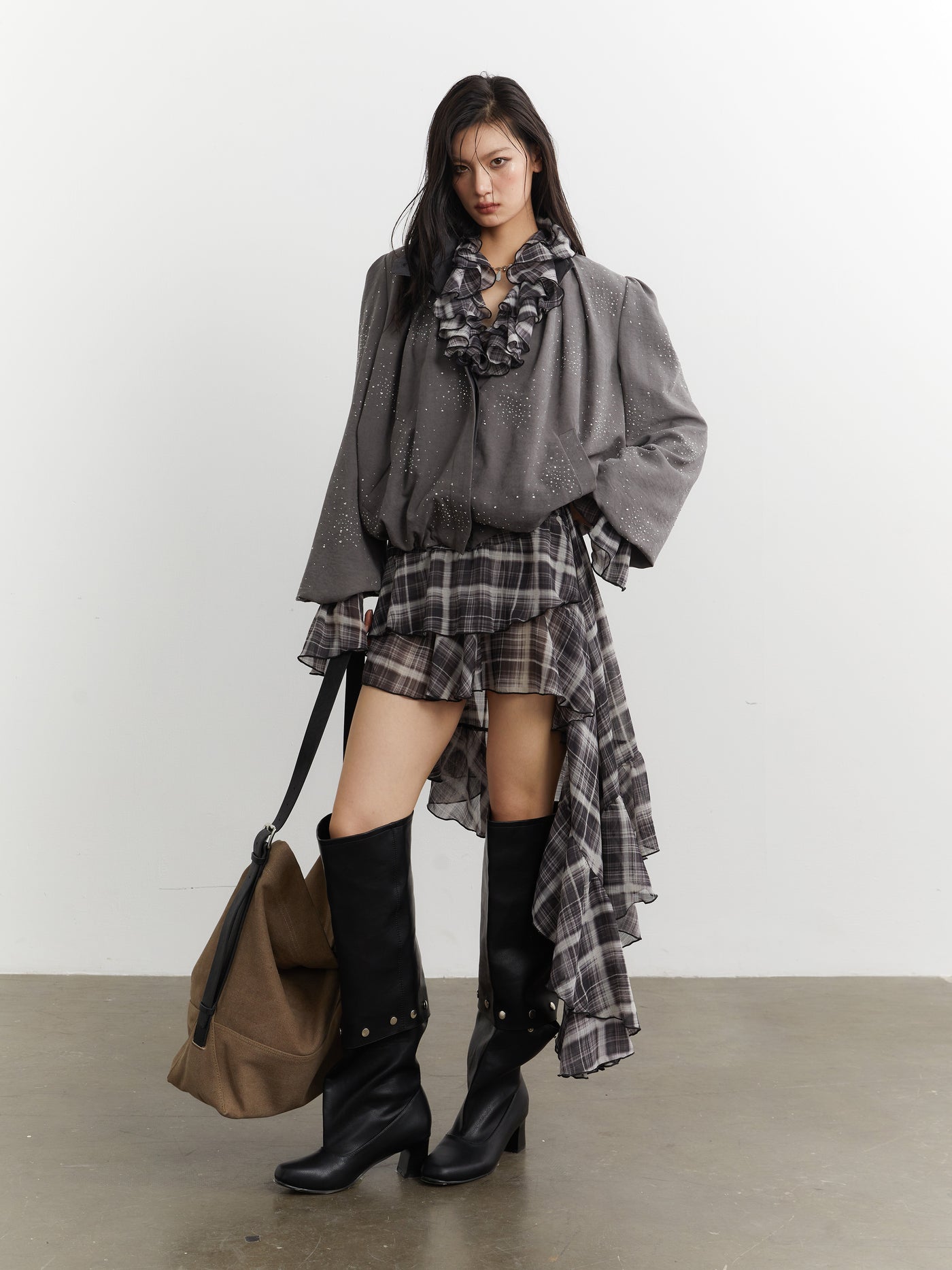Retro Diamond Pleated Short Jacket JNY0257