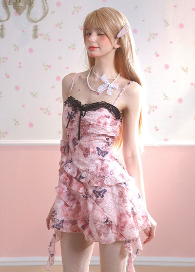 Rose Pink Butterfly Cake Dress DIA0129