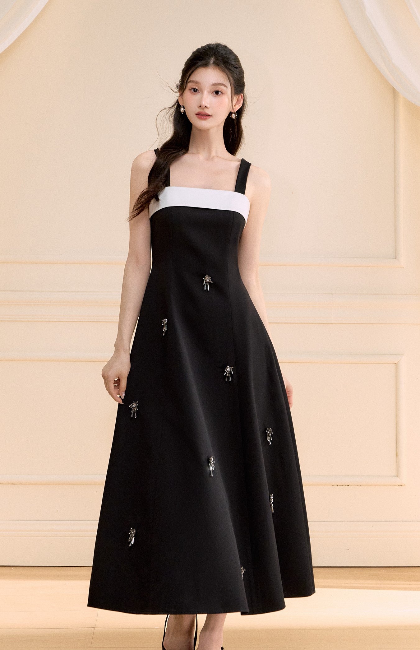 Swing A-line Long Suspender Dress OSH0156
