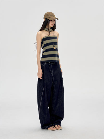 Halter Neck Wrap Striped Top CUR0210