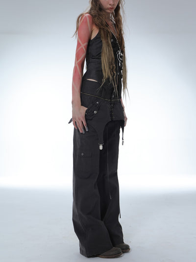 Pocket Layered Skirt Pants DOU0126