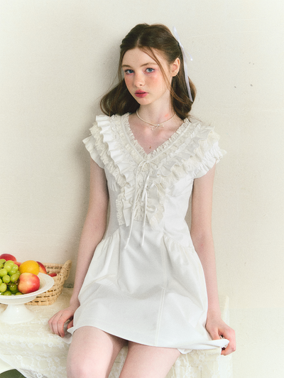 Afternoon Pearl Pure White Lace Dress SUN0072