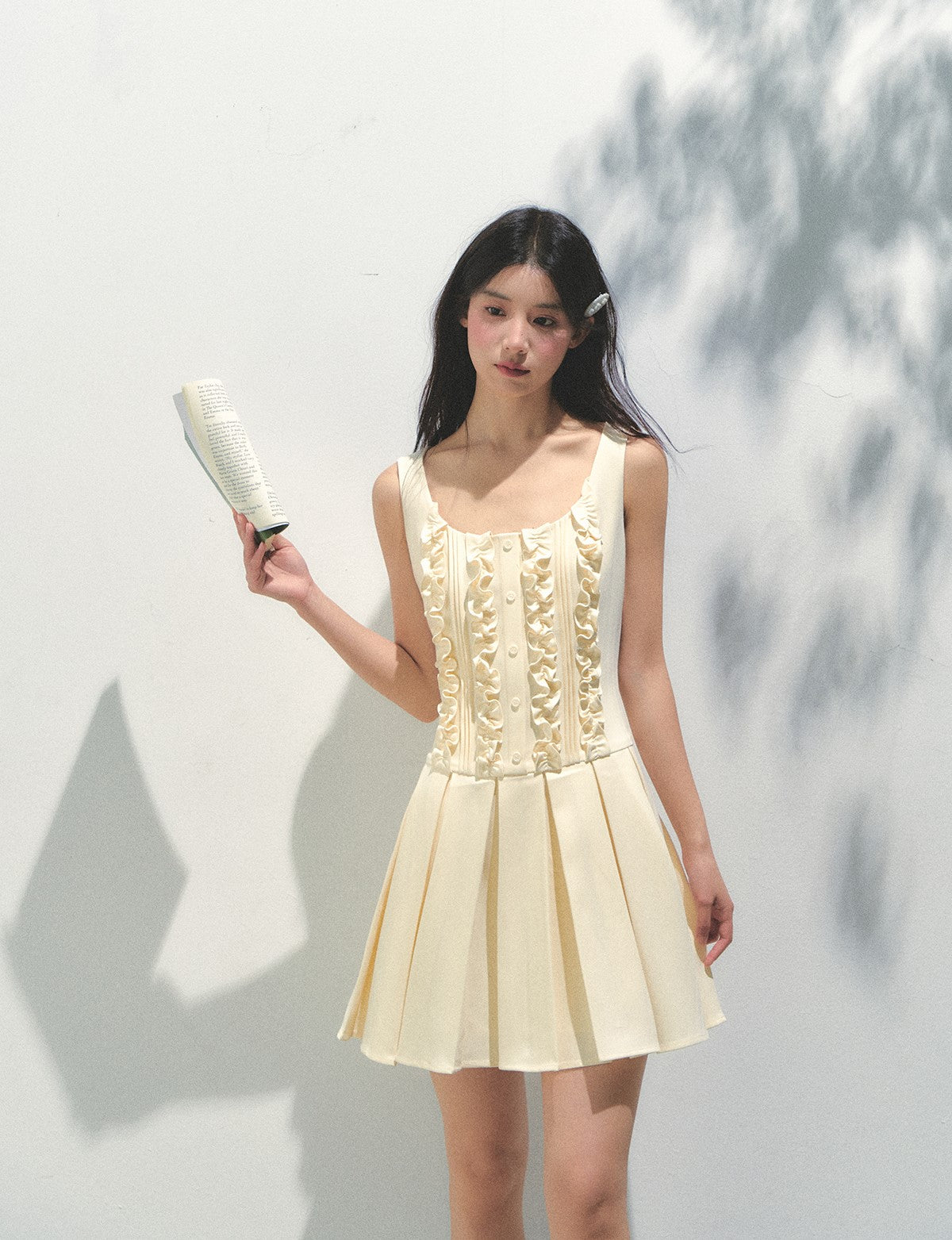 Removable Collar Pleated Dress SUN0156