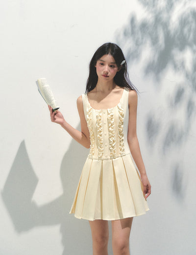 Removable Collar Pleated Dress SUN0156