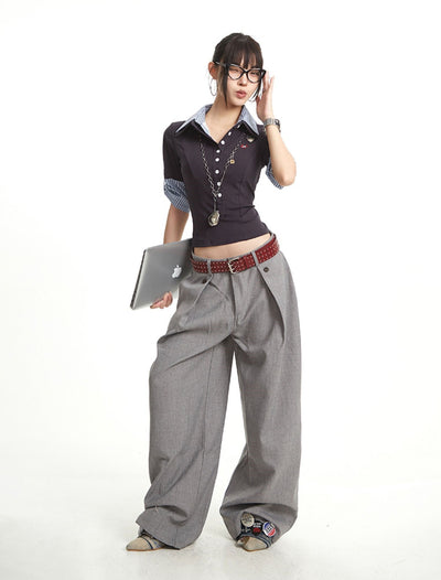 Classic Pleated Suit Wide-leg Pants UNC0267