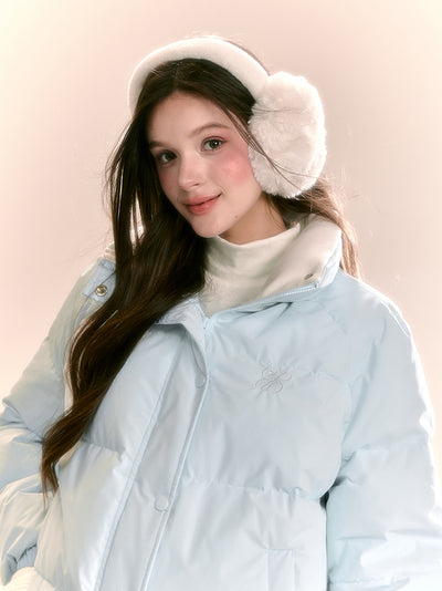 Macaron Light Blue/Pink Stand Collar Short Down Jacket QDQ0098