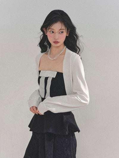 Short Cardigan/Waist Slim Bow Vest DIA0732