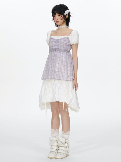 Plaid Chiffon V-neck Camisole NEC0200
