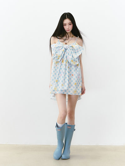 Plaid Flower Suspender Dress VIA0231