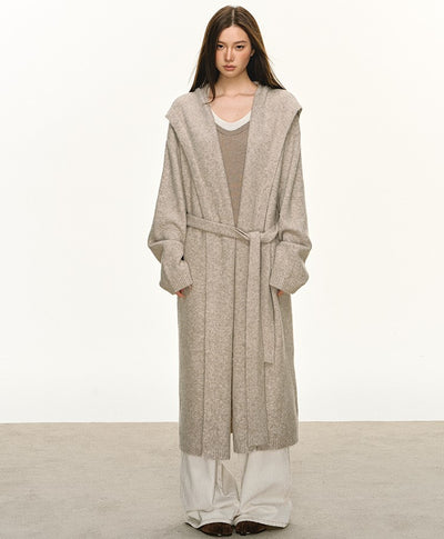 Relaxed Wool Hooded Long Cardigan ANA0093