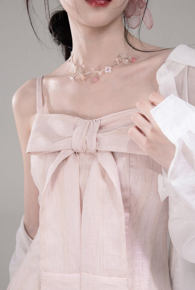 Bow Aurora Light Pink Sling Dress COT0304
