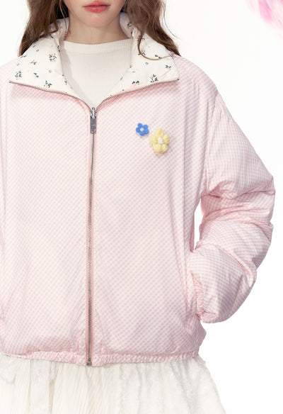 Twin Roses Design Double-sided Retro Warm Cotton Jacket AYF0063