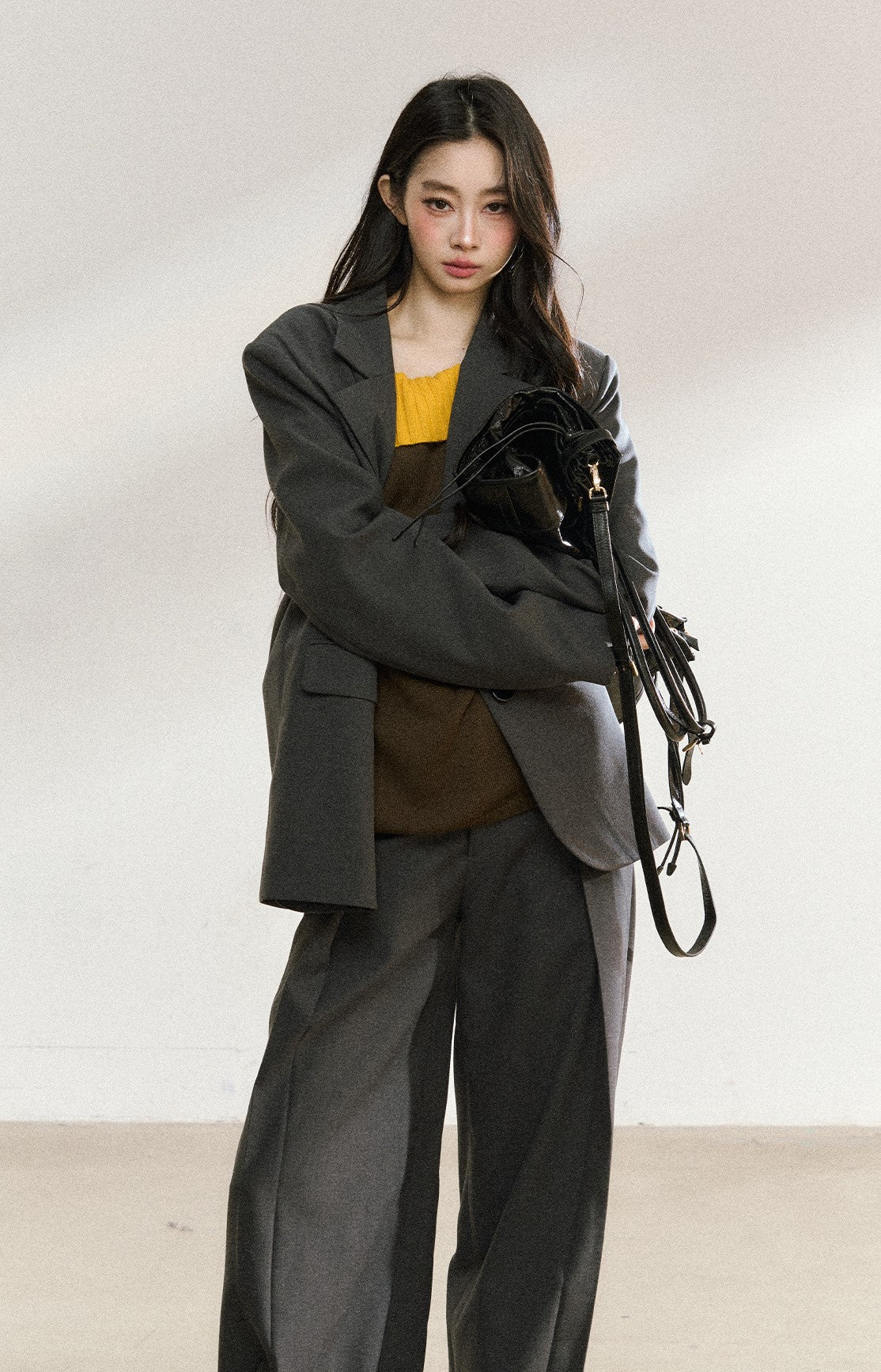 Dark Gray Mid-length Suit Jacket SHI0222