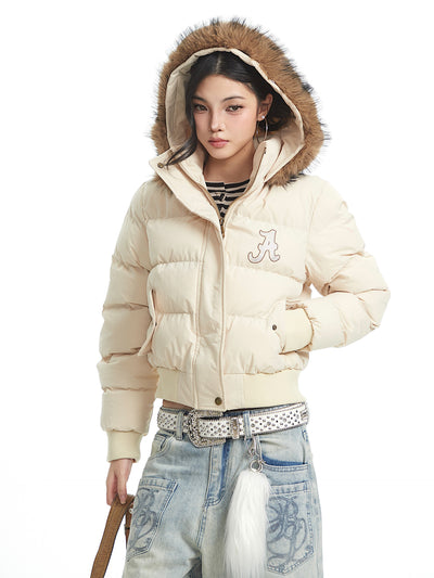 American-style Fur Hooded Short Down Jacket UNC0323