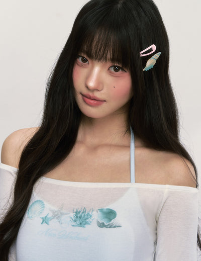 One-shoulder Tulle Sunscreen T-shirt WEE0014