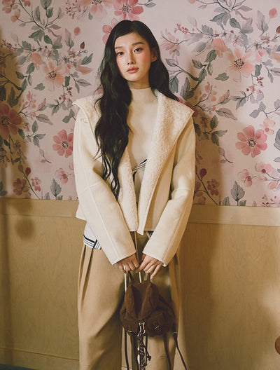 Hooded Suede Faux Fur Jacket LAL0239