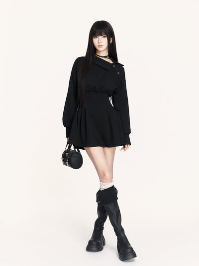 Off-Shoulder Long-Sleeved Sweatshirt Dress VOC0458