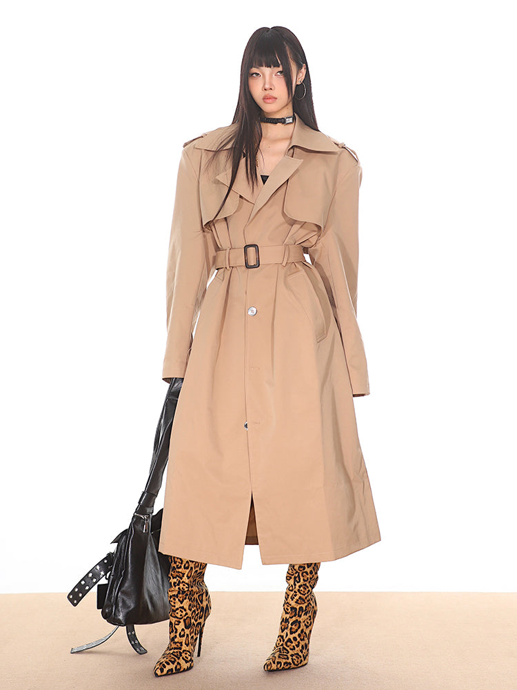 Classic High-end Waist Long Trench Coat UNC0153