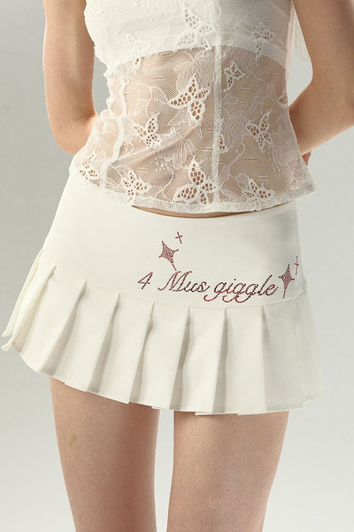 College Style Diamond Pleated Short A-line Skirt 4MU0048