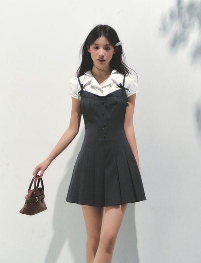 Fake Two-piece Design Pleated Dress SUN0155