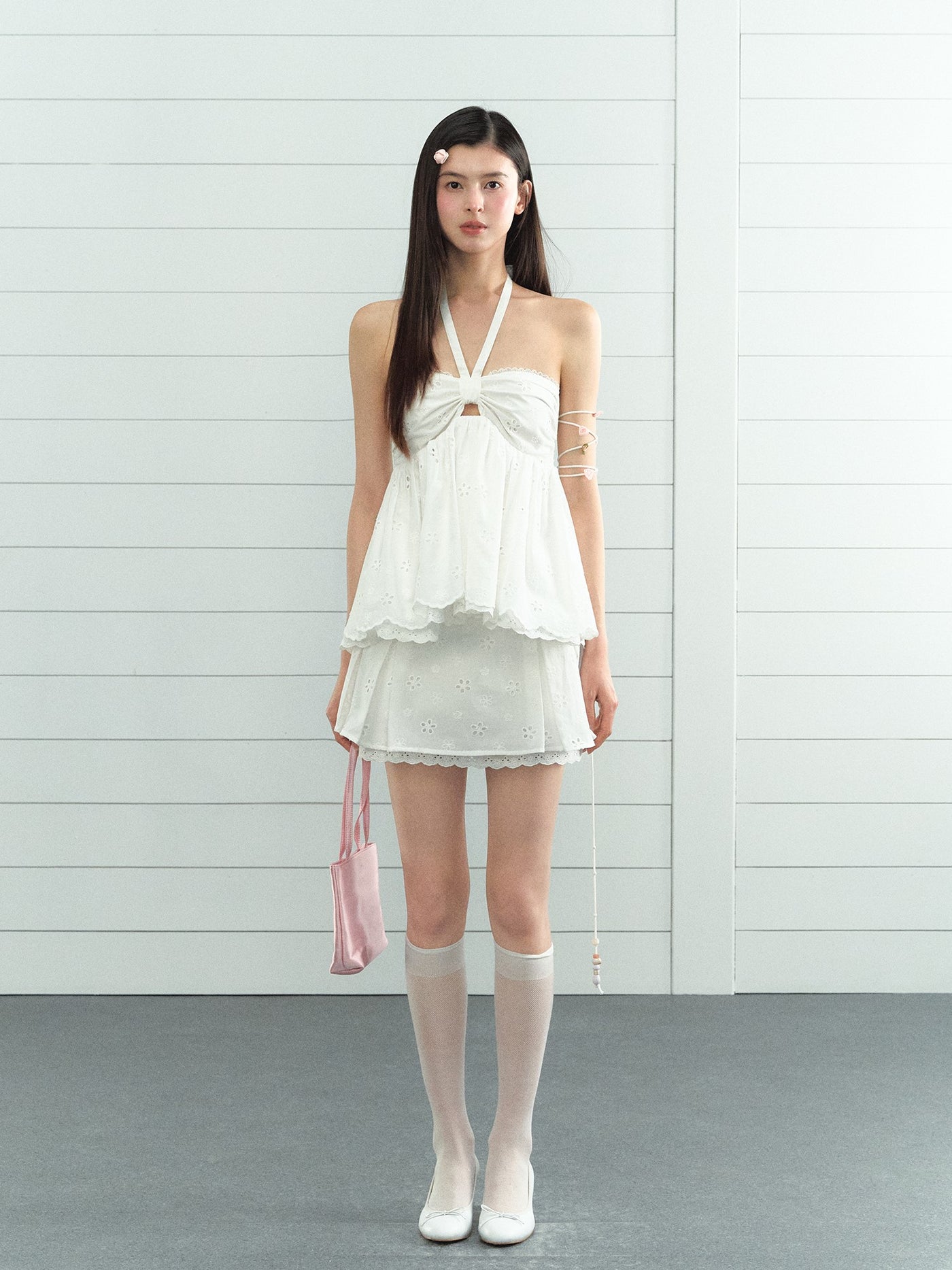 Hollow Lace Halter Neck Top/Skirt LAL0206