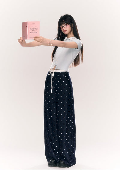 Wide-leg Puppy Paw Print Pants NTO0203