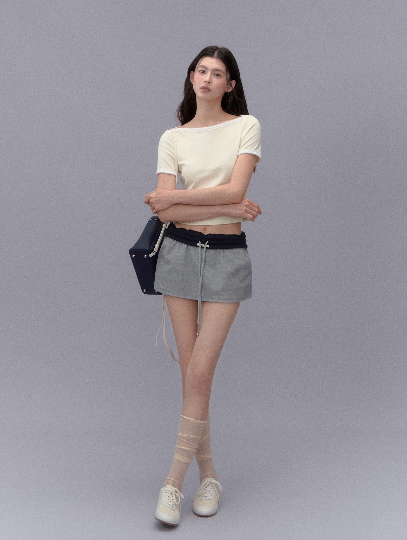 Contrast Color Casual Short Skirt LAL0215