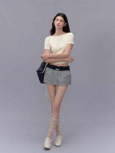 Contrast Color Casual Short Skirt LAL0215