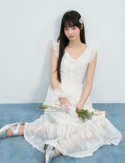 Small Flying Sleeves Cake Mesh Dress NTO0223