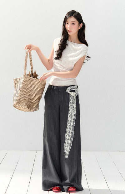 White Short-sleeved Lace T-shirt SHI0148