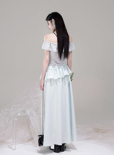 One-shoulder Splicing A-line Waist Dress COT0313