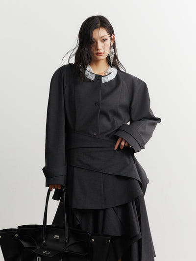 Ruffled Silhouette Suit Jacket JNY0259