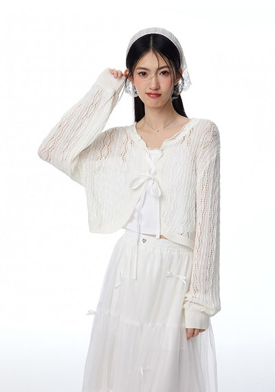 Twist Knitted Bowknot Cardigan NTO0113