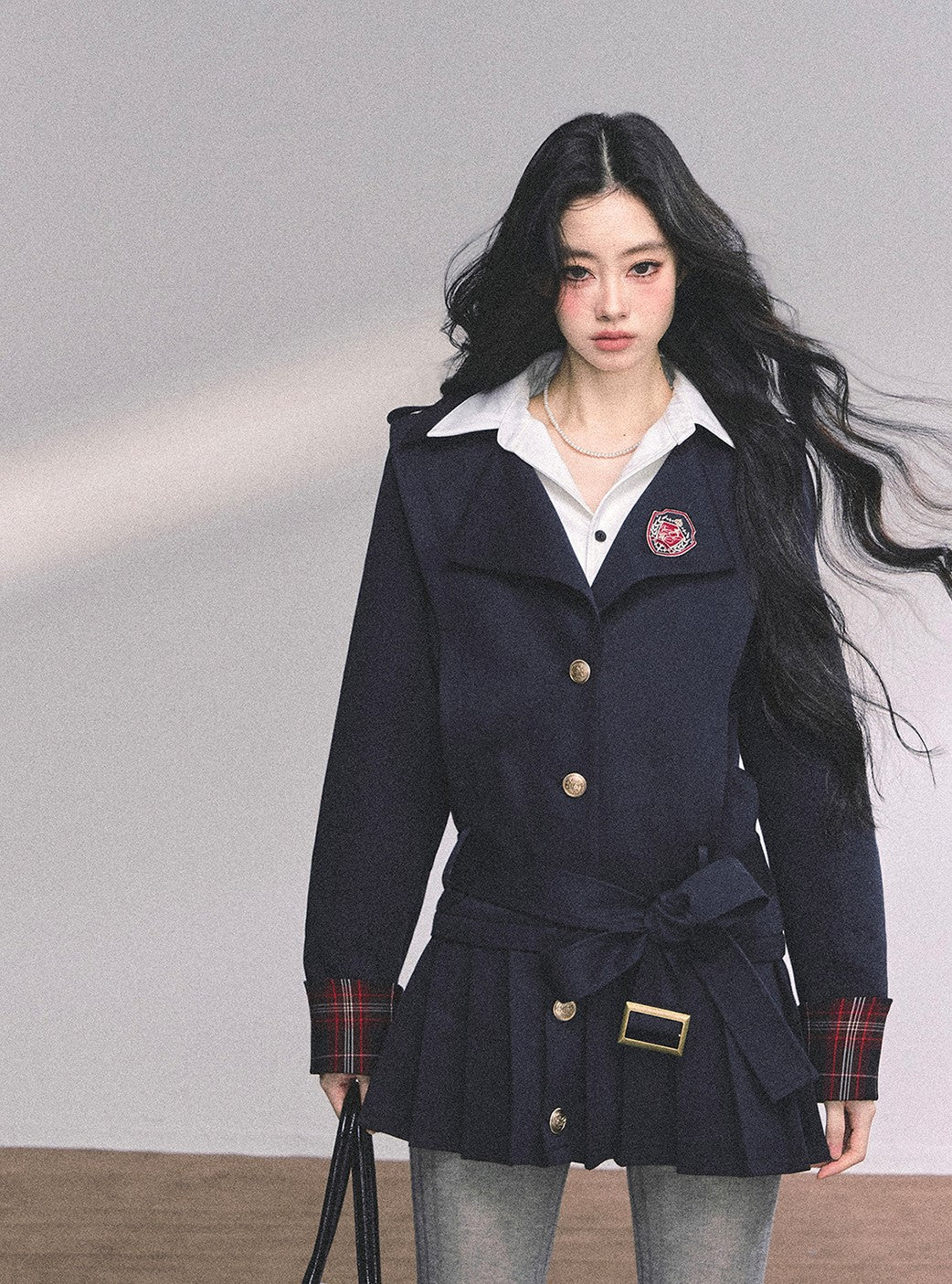 Fake Two-piece College Pleated Dress DIA0627